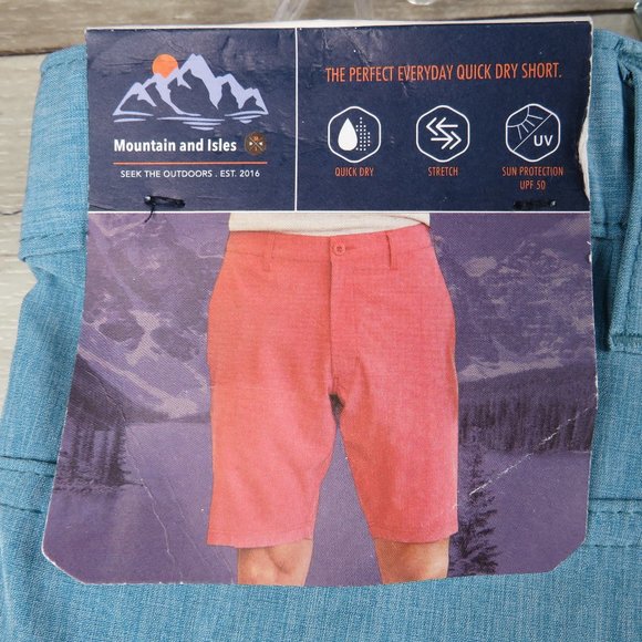 Mountain & Isles* Men's 1.5" Belt Loop Multipocketed Flat Front Shorts~ Size 38W - Picture 5 of 12